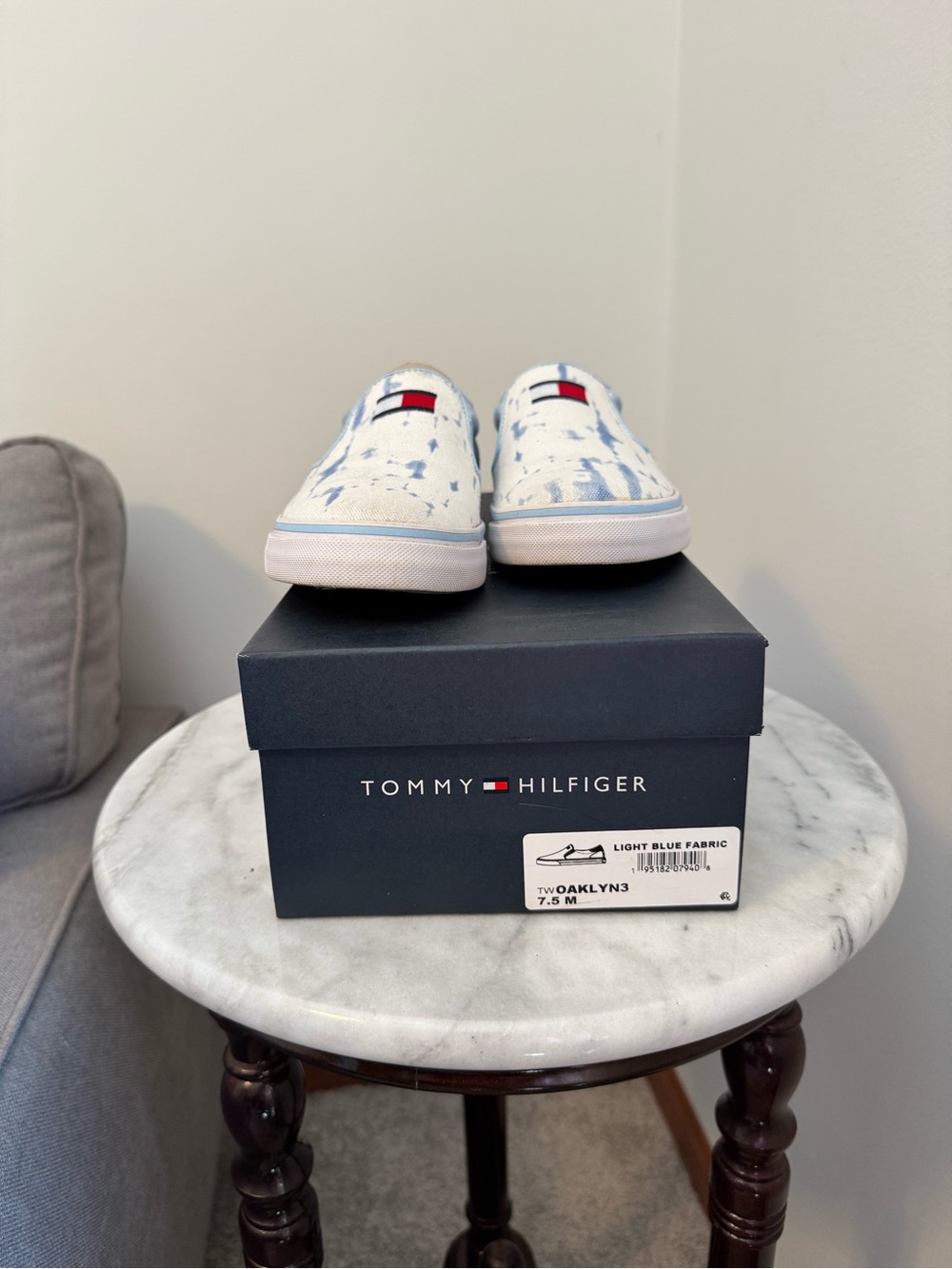 Authentic Tommy Hilfiger Light Blue Tie-Dye Slip-On Sneaker